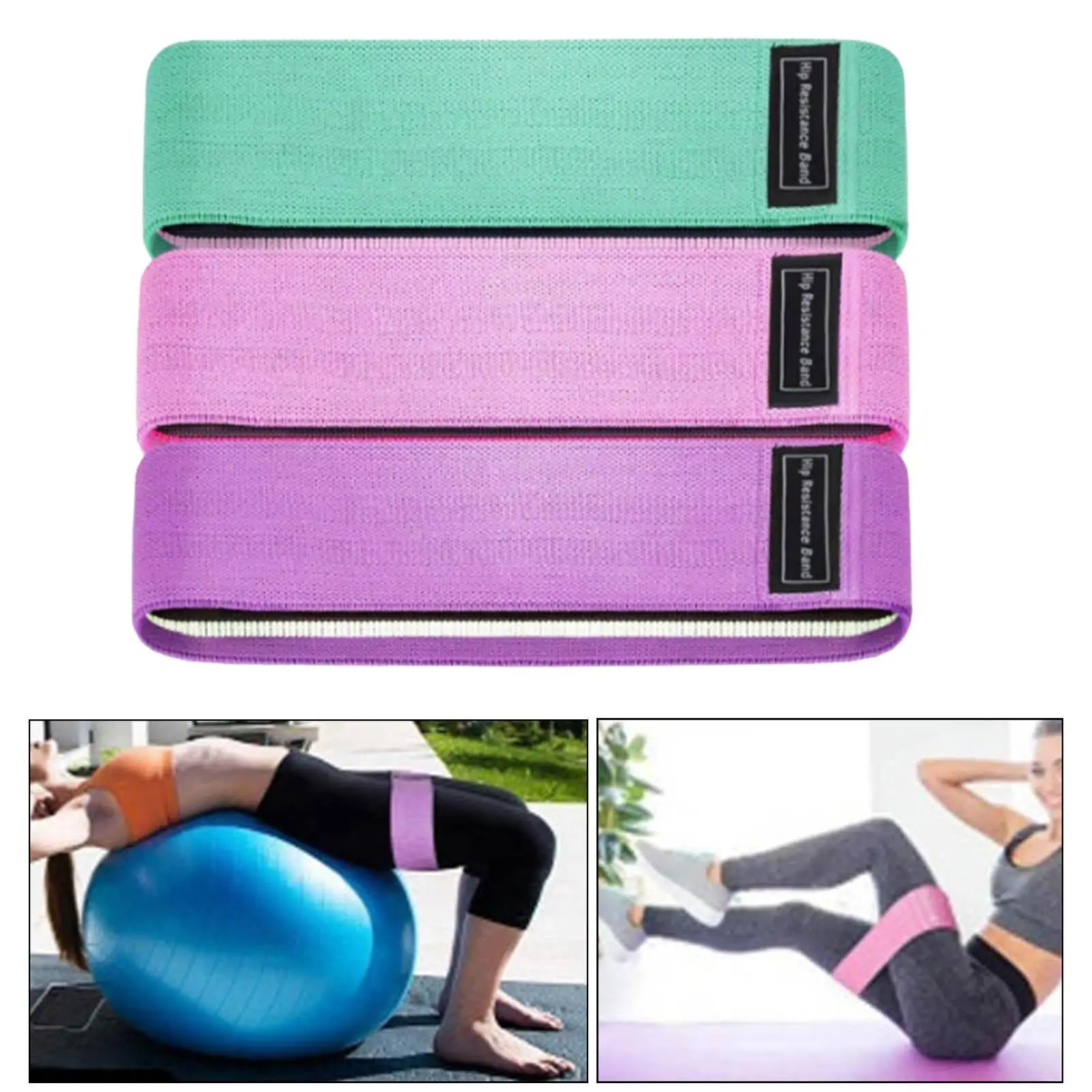 3Pcs Fabric Resistance Band 3 Levels Exercise Bands Set for Legs & Butt Yoga