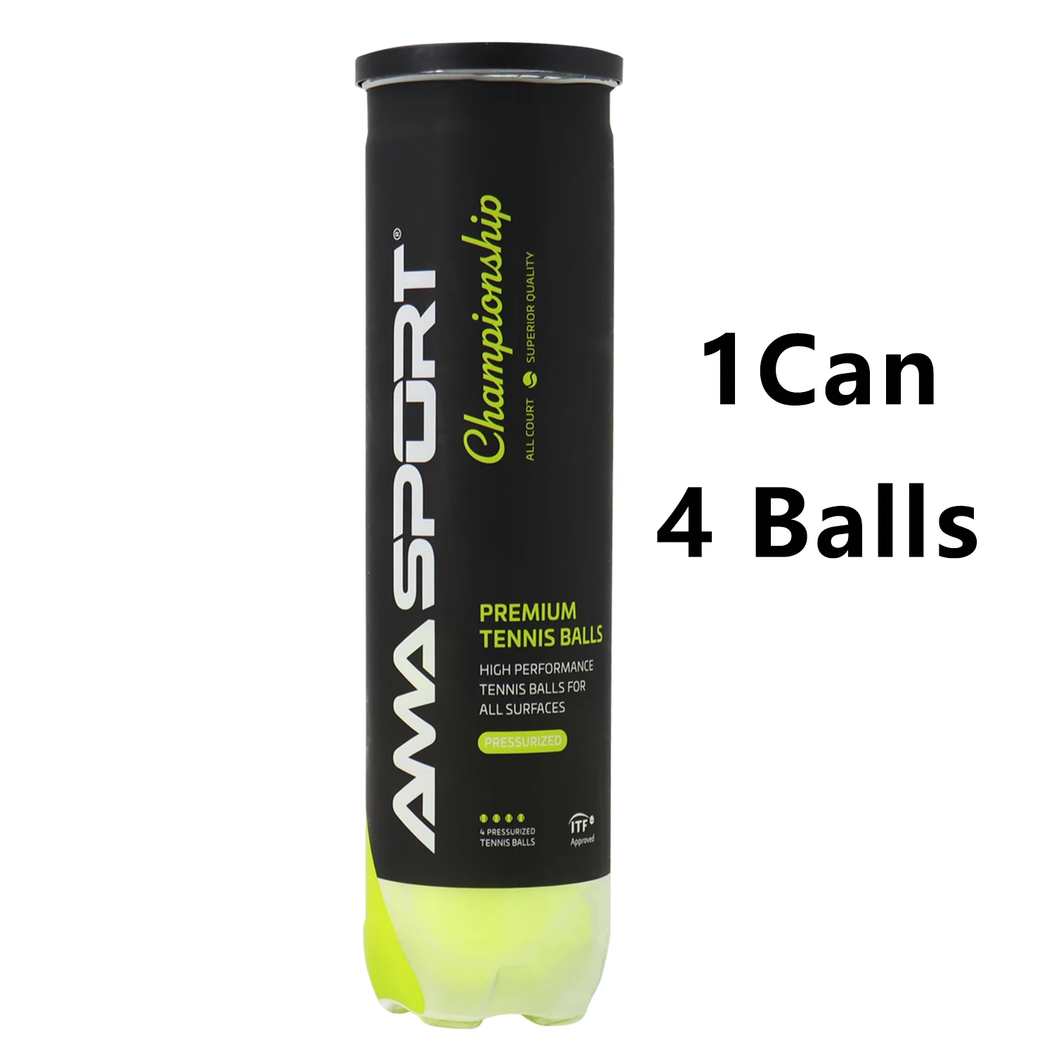 AMASPORT Championship Pressurized Tennis Balls 4 Balls/can for Training Practice Regular Duty Felt Pressurized Tennis Ball