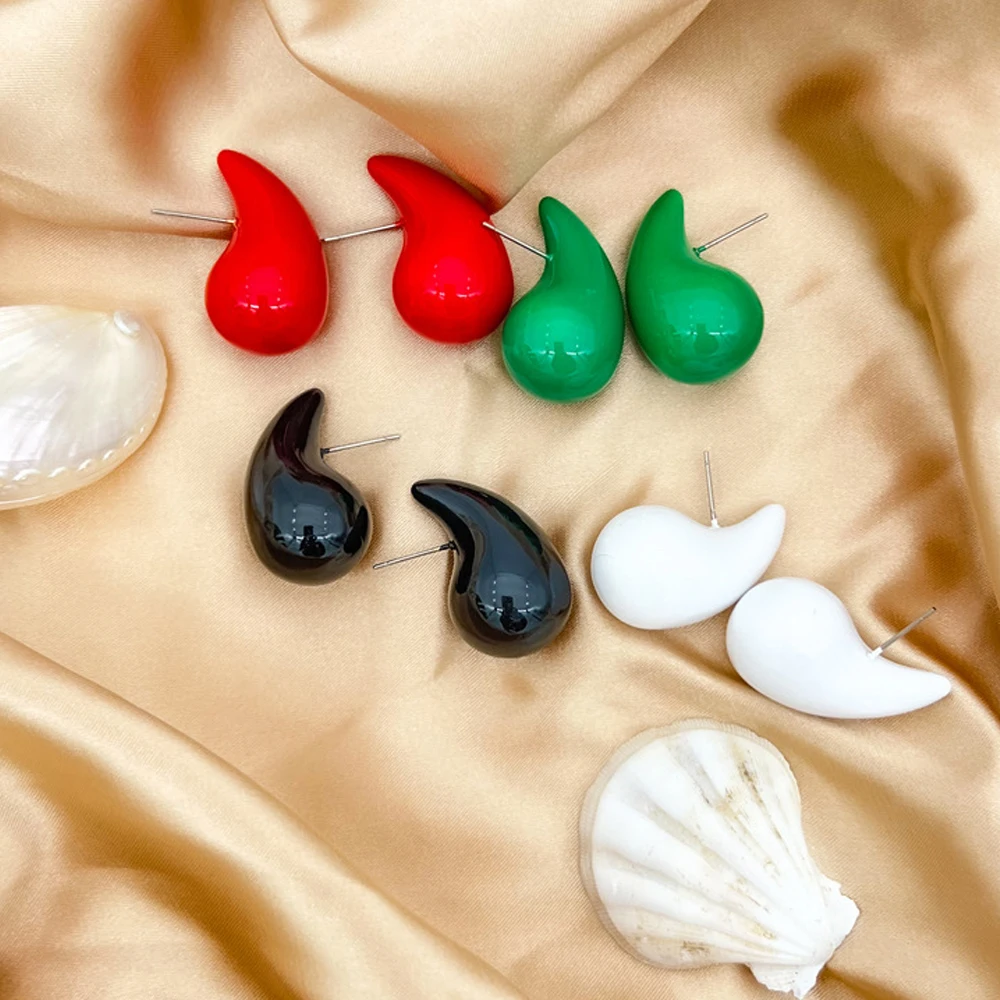 Multicolor Drip Oil Smalto Dome Chunky Waterdrop Orecchini Pendenti Donna Smooth Pink Dupes Teardrop Stud Gioielli Punk Leggeri