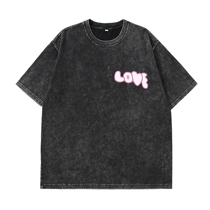 Baumwolle Gewaschen T-shirt für Frauen Neue Haltung Mode Leopard Drucke Tops Lose Oansatz Übergroßen Kurzarm Y2k Weibliche Kleidung – Detail 6