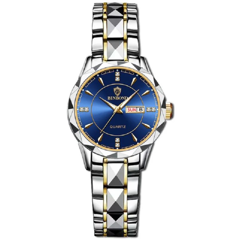 

Original Binbond B5552 Business Gold Couple Watch For Men Women Waterproof Stainless Steel Wristwatches Relogio Masculino Free