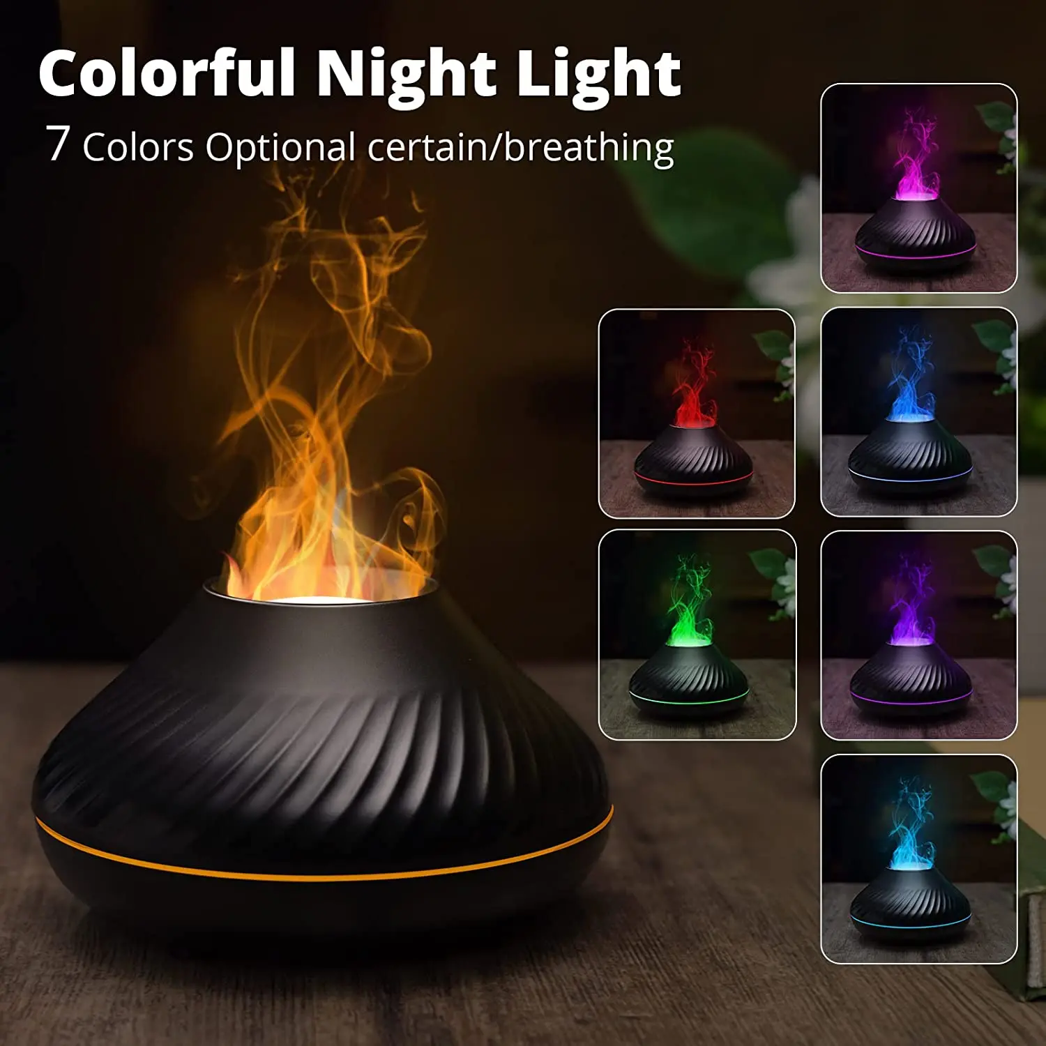 

Volcanic Flame Aroma Diffuser Essential Oil Lamp 130ml USB Portable Air Humidifier with Color Night Light Fragrance Home