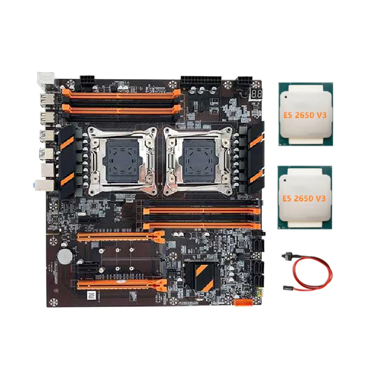 

Материнская плата X99 с двумя процессорами LGA2011, поддержка DDR4 ECC память, материнская плата для компьютера + 2X E5 2650 V3 процессор + кабель коммутатора