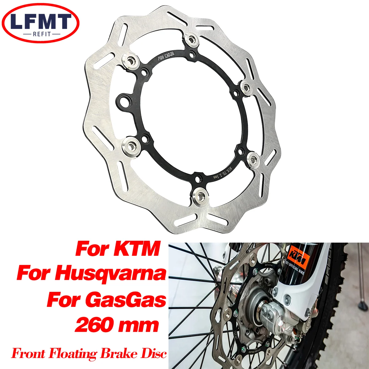 

For KTM SX SXF XC XCF XCW EXC EXCF TPi Six Days For Husqvarna FE TE FC TC TX FX 1994-2023 260mm Front Brake Disc Wave Floating