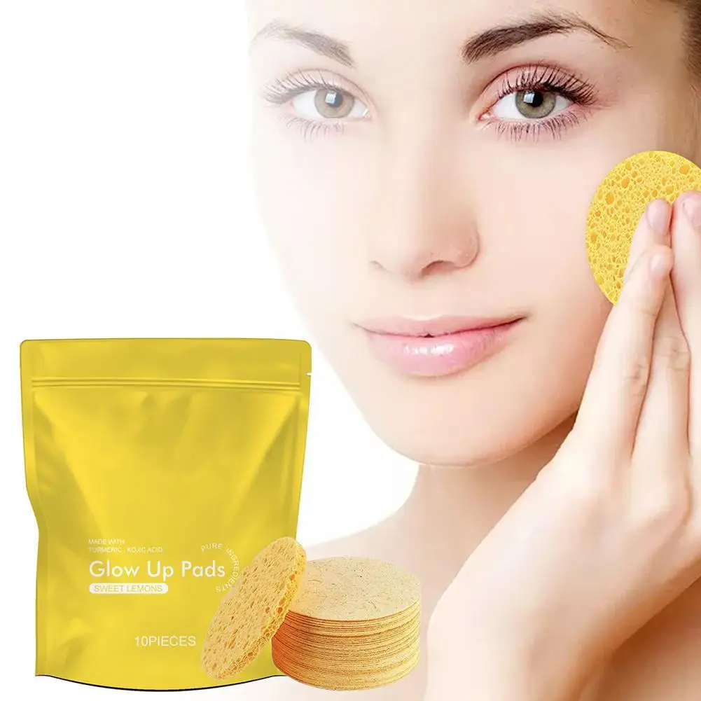 강황 코직산 클렌징 패드, 각질 제거, 클렌징 및 각질 제거용 페이셜 스폰지, 10 개 