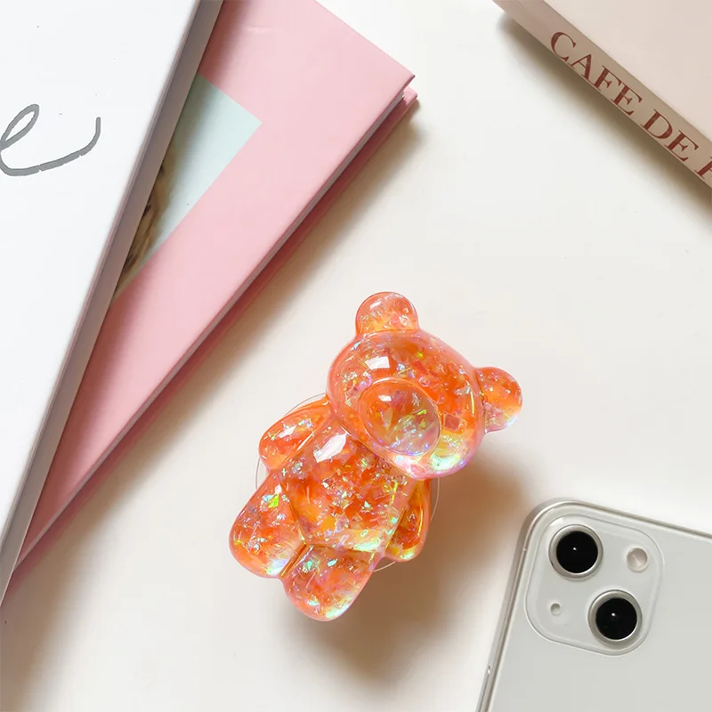 Charming 3D Glitter Bear Phone Stand & Grip Tok Bracket