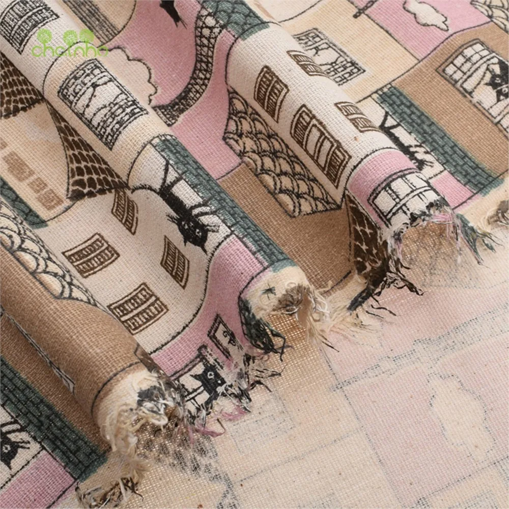 Chainho,Printed Cotton Linen Fabric,DIY Sewing Material,Handmade Patchwork Cloth,Table Cloth,Furniture Cover,Sofa Cushion,CL34