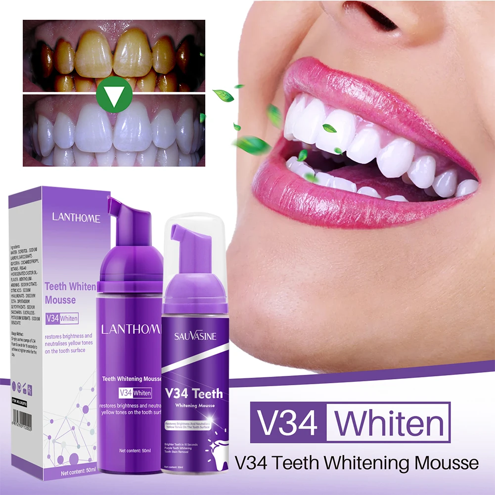 

V34 Teeth Cleaning Whitening Mousse Deep Stains Repair Bright Tooth Remove Yellow Tones Dental Plaque Fresh Breath Care Tools