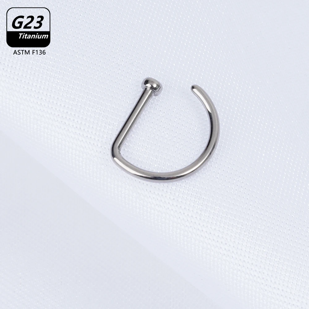 10pcs/Lot ASTM F136 Titanium 20g Open D Shape Nose Ring 8MM 10MM G23 Fake Medical Helix Stud Earring Septum Nostril Piercing
