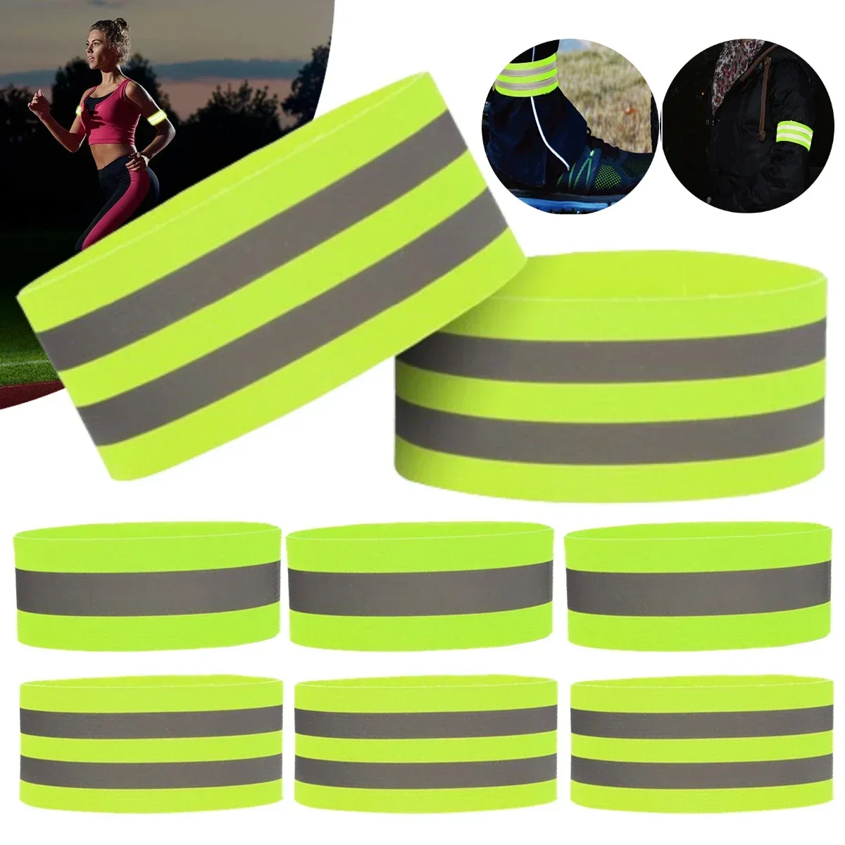 Green Elastic Reflective Wristband Armband for Night Walking Running Cycling