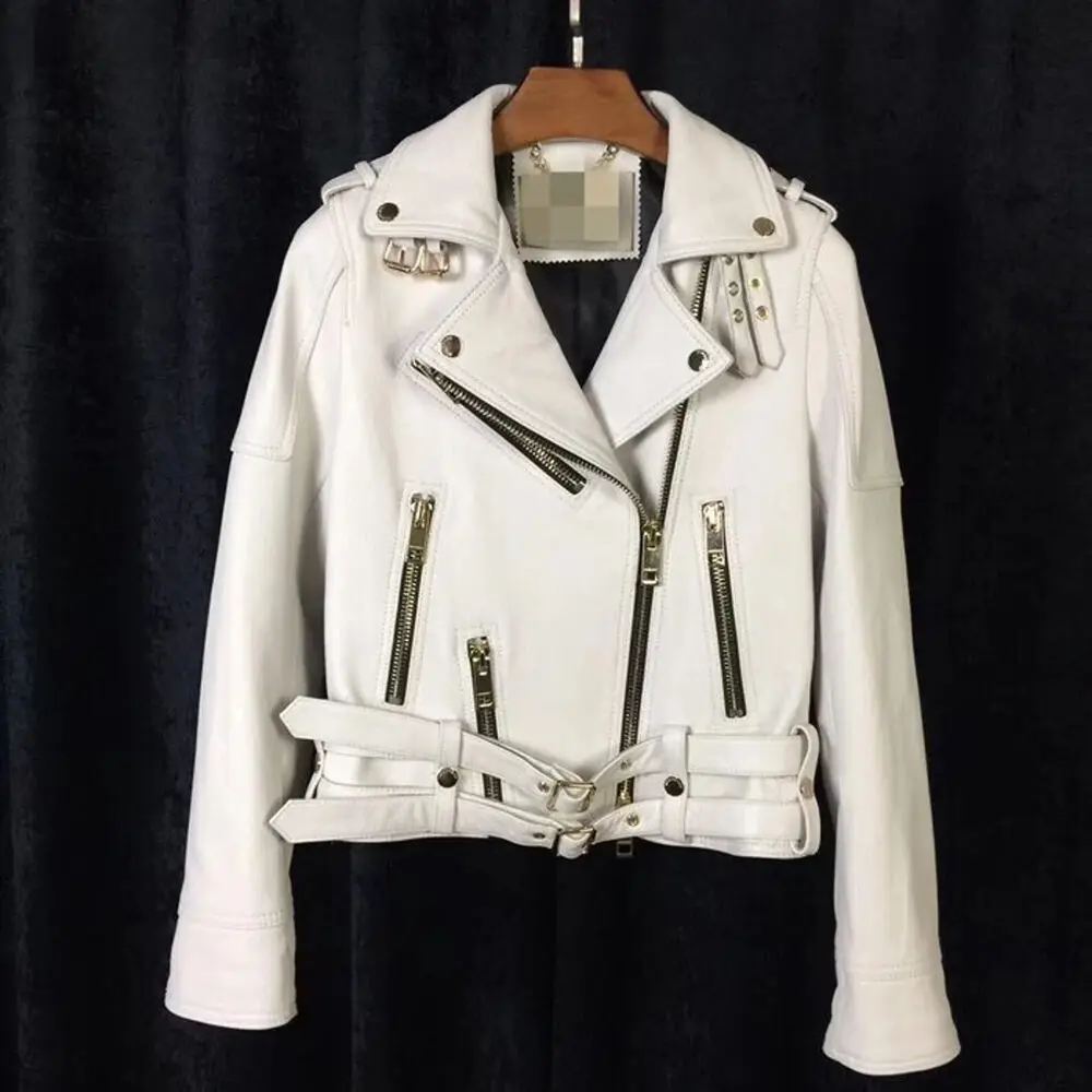 Women Slim Fit Leather Jacket Biker Jacket for Female Cropped Jacket  Real Leather Jacket Women