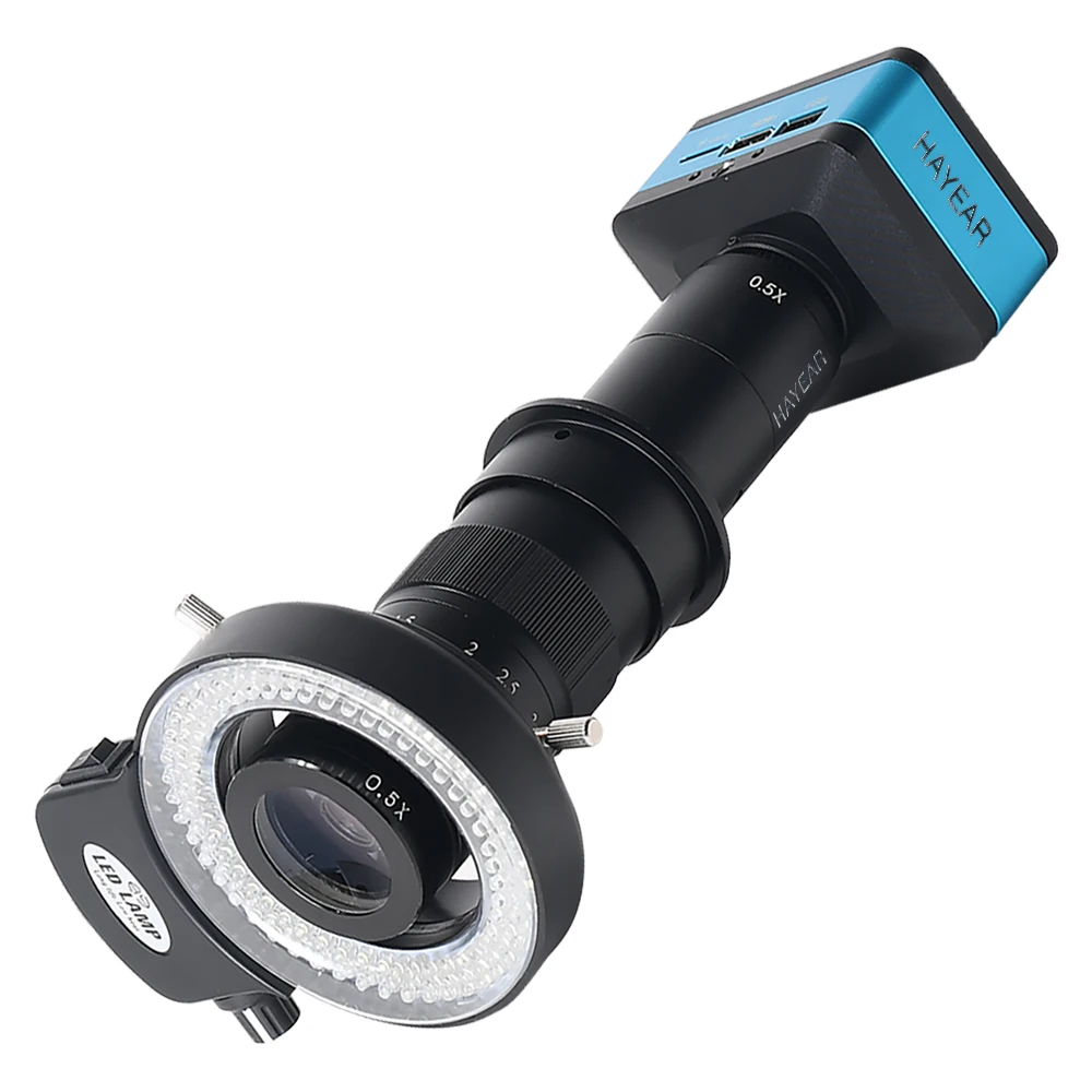 HAYEAR 12MP 4K 2160P HDMI USB 산업용 비디오 디지털 현미경 카메라 180X 300X 줌 C 마운트 렌즈 수리 납땜 도구용