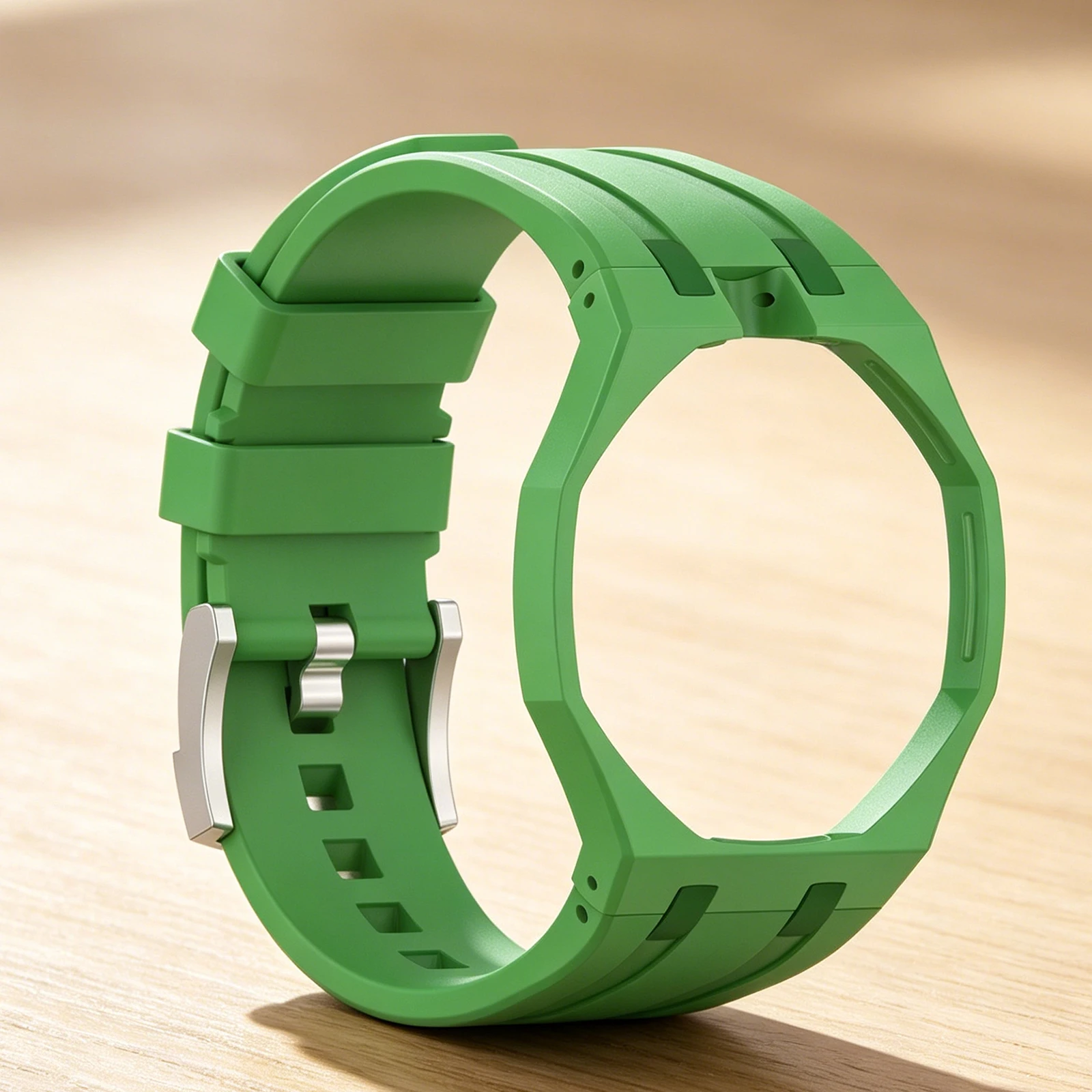 For Swatch Royal Pop Watch Case Band Integrated PC Case Silicone Straps Adjustable Pocket Watch Modified Wrist Strap Pocket Watch Changer To Wristwatch Mod Kit (Green 12)