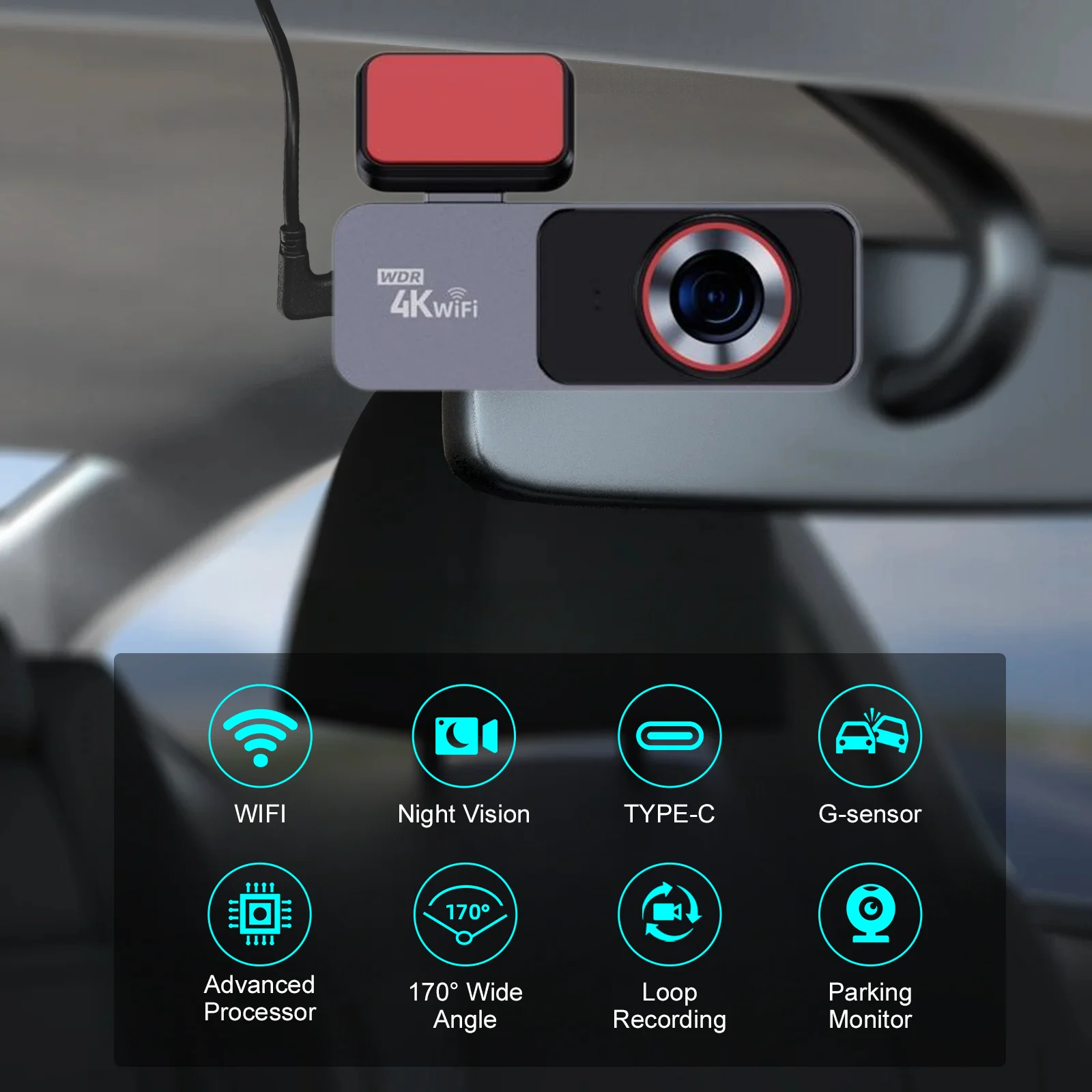 Description Picture 3 of itemAprilboy Dash Cam 4K GPS WIFI APP 24H Night Vision Dashcam Car Camera DVR Video Recorder Rear View Camera for Car Black Box