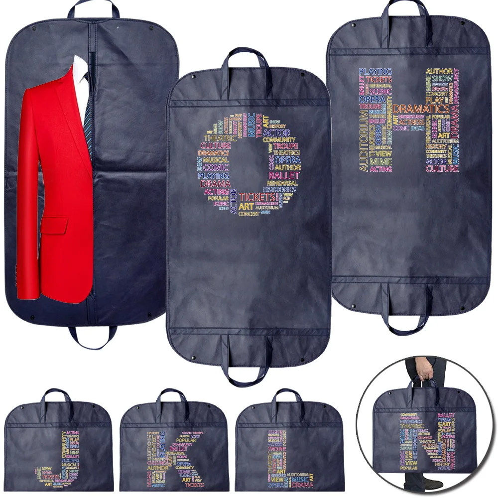 

Clothes Dust-proof Cover Zipper Enclosed Blue Color Text Letter Household Garment Protector Fully Cover Bag Hanging Storage Bags