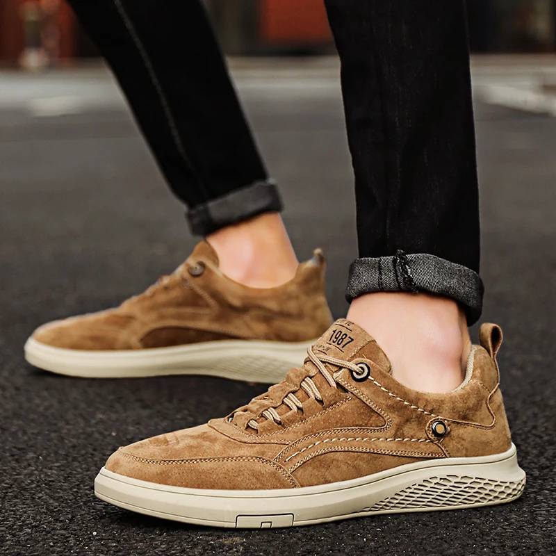 Men Fashion Genuine Leather Loafers Breathable Autumn Lace Up Comfortable Casual Outdoor Sneakers Shoes 47 mens shoes