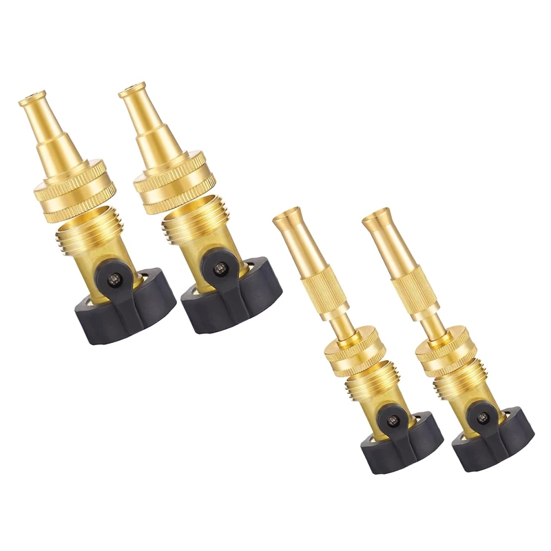 

Brass Hose Nozzle With Hose Shut Off Valve Leakproof 3/4In GHT Connector, Jet Nozzle For Garden Water Hose