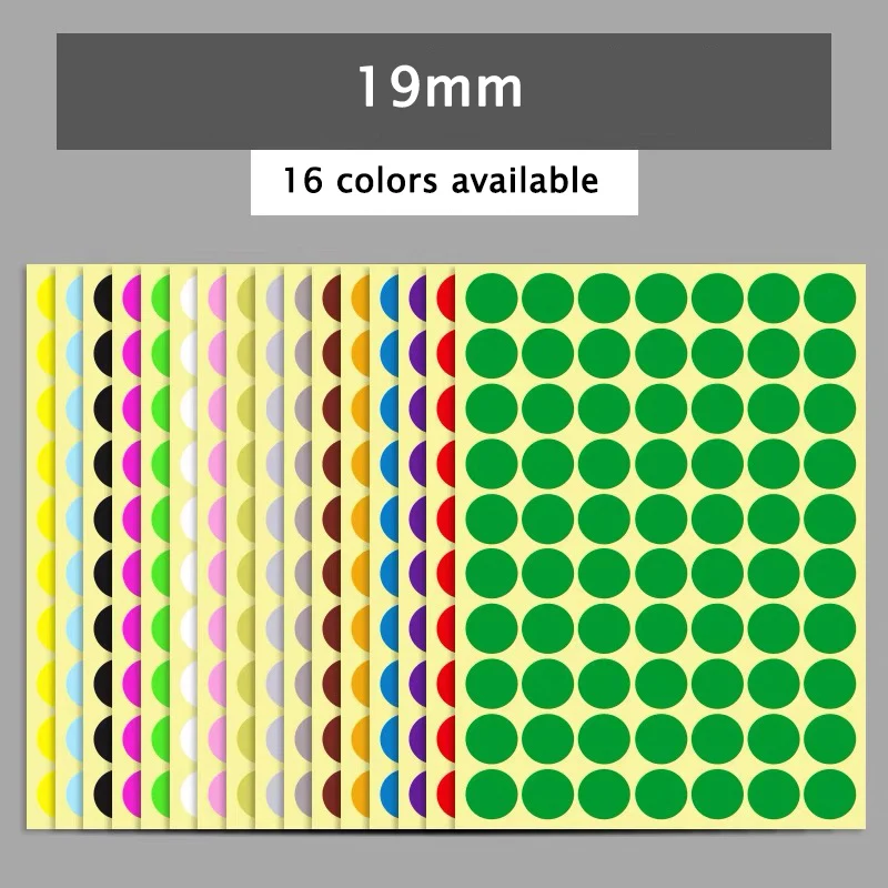 19mm Round Dot Sealing Sticker Paper Price Adhesive Label Colored Code Stickers Self Adhesive Sticky Labels Printable Sticker 168pcs set 13x38mm paper label self adhesive sticky white label writable name stickers blank note label bar diy notebook