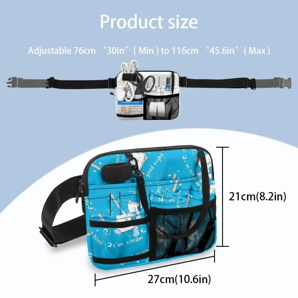 Dentist Nurse Storage Cartoon Teeth Medical Print Waist Bag Pocket Belt Organizer Pouch Practical  For Scissors Pen Care Tool
