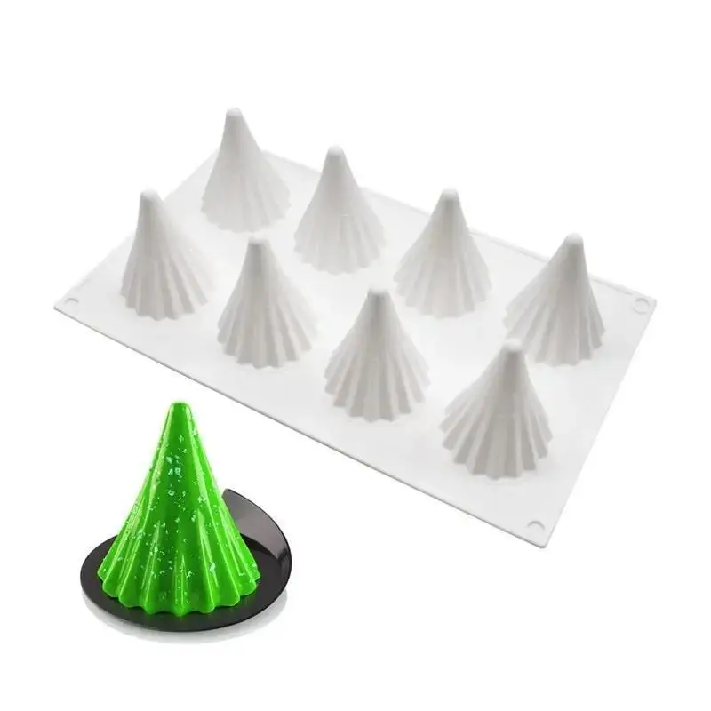 8-hole Christmas Tree Silicone Mold Frosting Biscuit Aromatherapy Candle Mold DIY French Christmas Mousse Chocolate Tree Mold