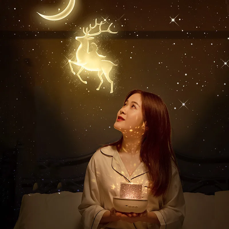 별이 빛나는 프로젝터 야간 조명 회전 하늘 문 램프 갤럭시 램프 홈 침실 장식 별빛 크리스마스 조명 어린이 선물