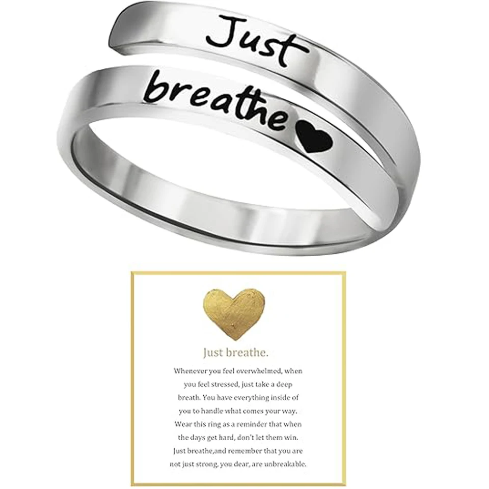 Peireara Just Breathe Rings For Women 925 Sterling Silver-401089
