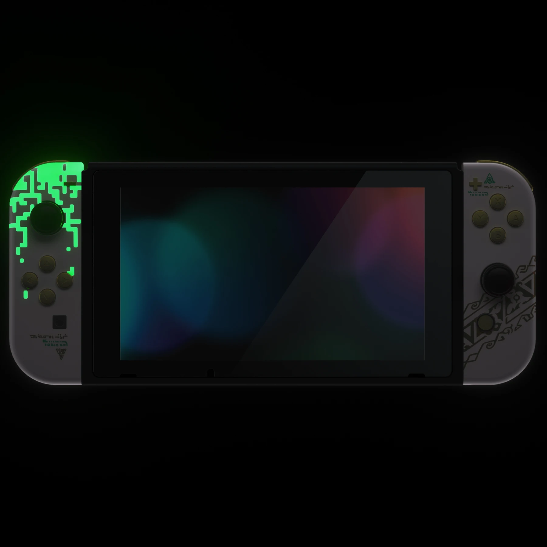 eXtremeRate Console Back Plate Controller Housing Shell w/Full Set Button for Nintendo Switch - Glow in Dark - Totem of Kingdom