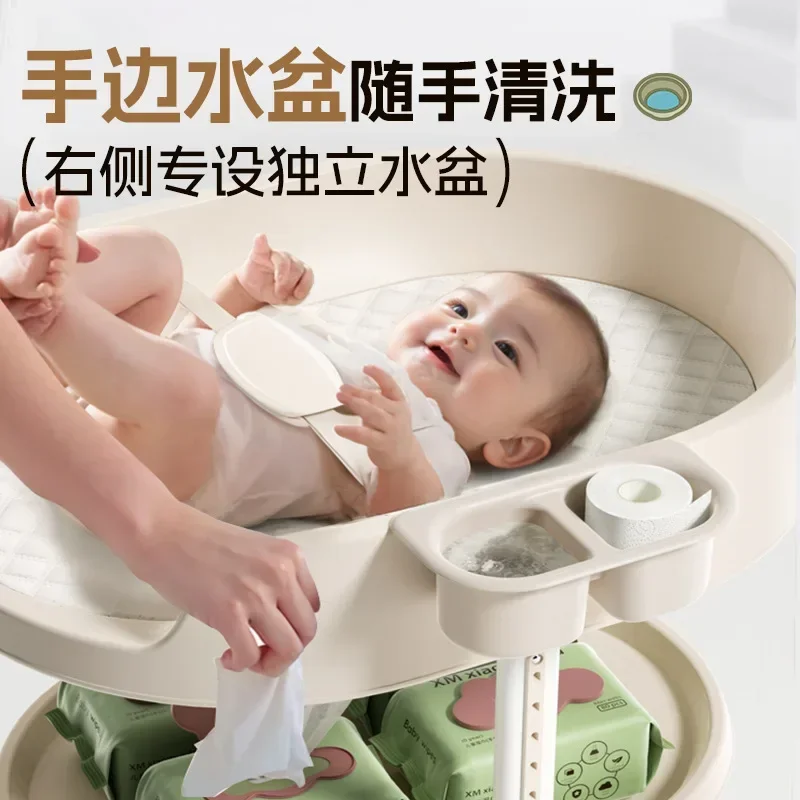 Baby Diaper Table Baby Touch Care Table Diaper Changing Movable Newborn Shower Rack Movable Crib