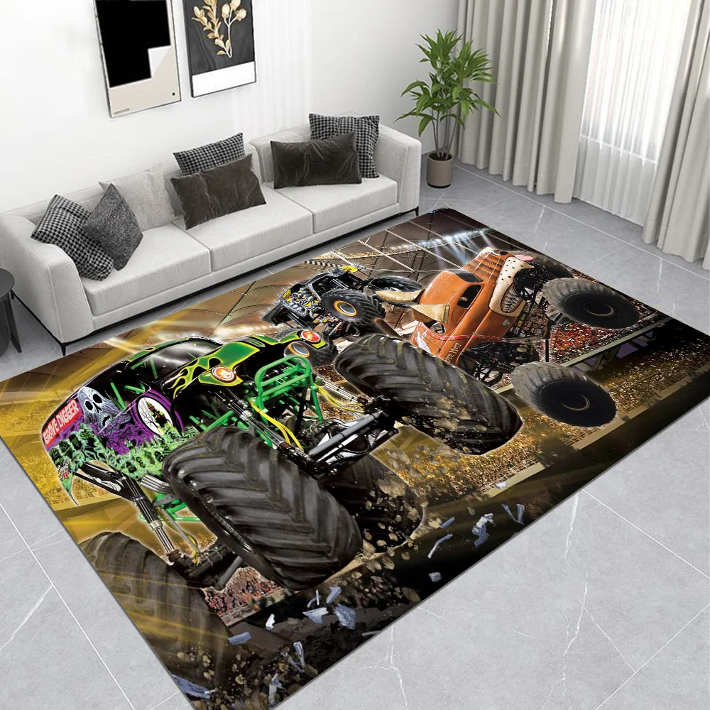 thumbnail image 1 of Alfombra antideslizante con diseño de dibujos animados de Monster Jam para pasillo, lavandería, decoración de balcón, sala de estar infantil, mesita de noche, 1 of 5