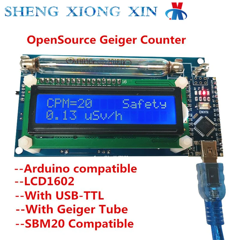 

1pcs DIY open source Geiger counter kit module Miller GM tube detector radiation LCD display