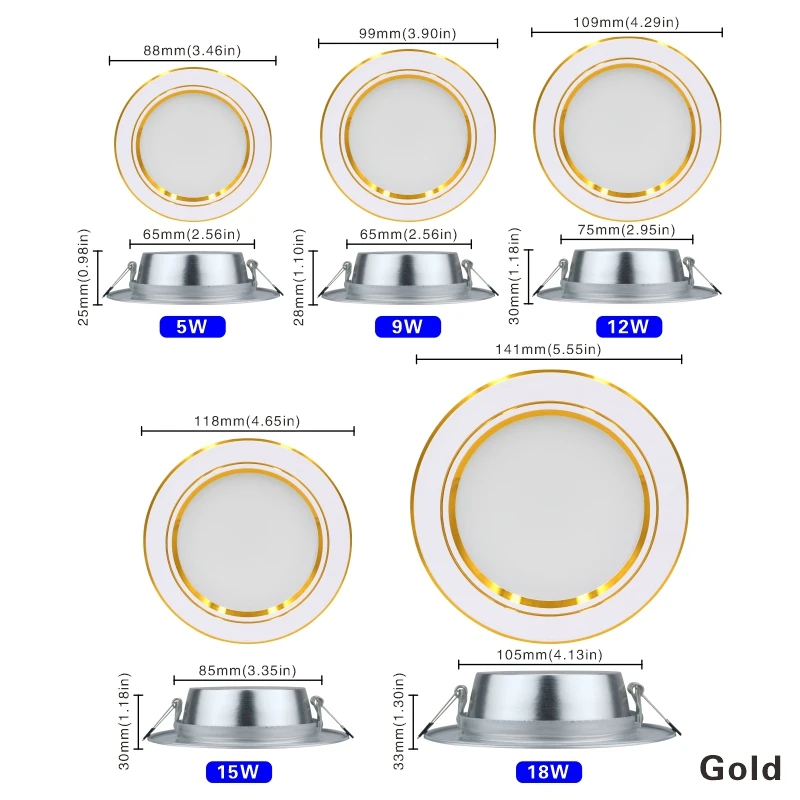 Led Downlights 220V Led Ceiling Light 5W 9W 12W Recessed Down Light Round Led Panel Light 15W 18W LED Spot Light Indoor Lighting - 3