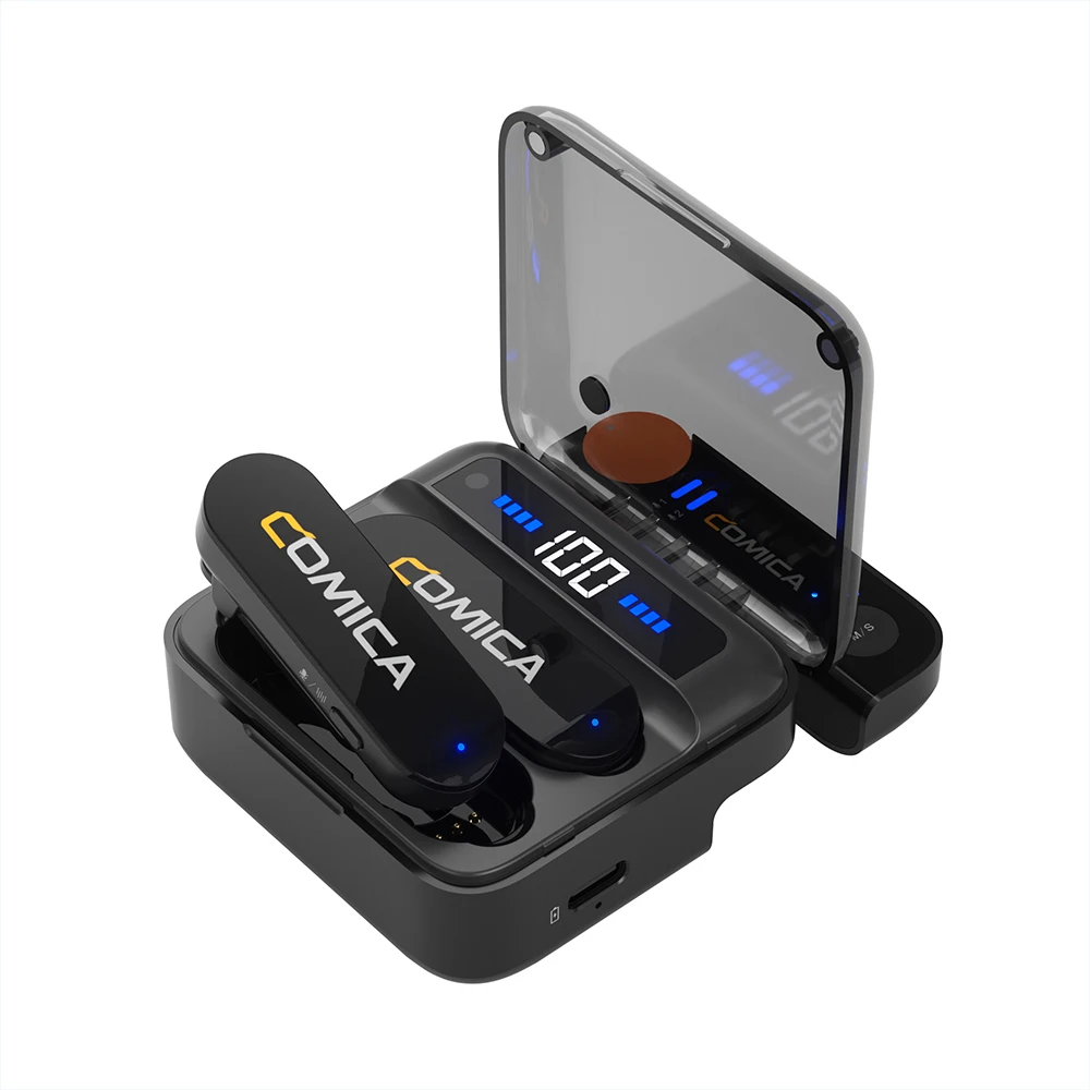 Comica Vimo S 2.4G Compact Wireless Lapel Microphone With Charging Case for iPhone Wireless Lavalier Microphone Android phone