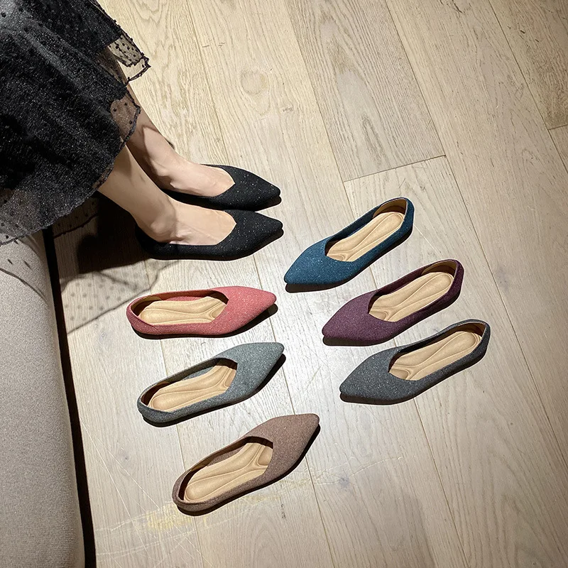 Stretch Knit Ballet Flats Women Loafers 2022 Spring Breathable Flat Shoes Women Fashion Casual Pointed Toe Boat Shoes Female