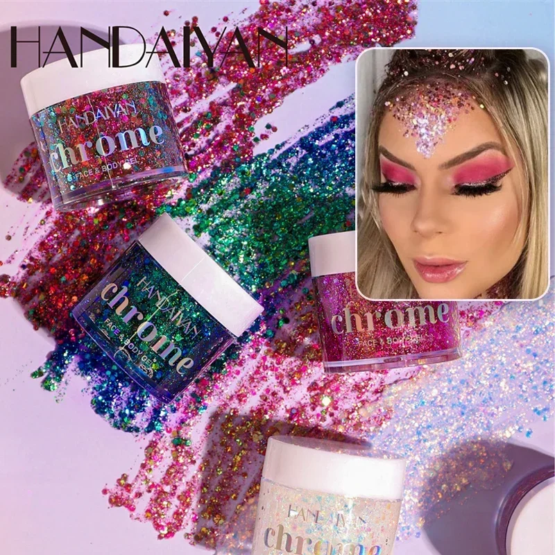 HANDAIYAN 6 Farben Verbesserte Glitzerpaste Chamäleon-Blitzcreme Augen-Haar-Körper-Gesichts-Glitzergel Kunstfestival-Party-Glitzer-Deko_voghion.com