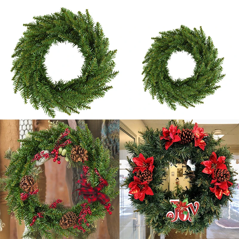 

30/40cm Christmas Wreath Pine Needle Branch Plants Garland Door Hanging Pendent for Home Xmas Tree Ornament New Year Party Decor