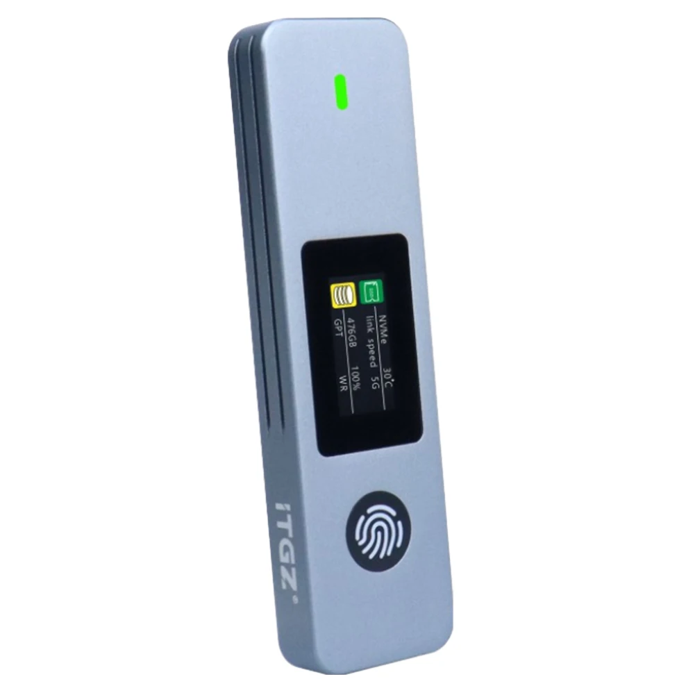 SSD 인클로저 10Gbps 솔리드 스테이트 디스크 박스 M-Key B+M 키 SSD 하드 드라이브 케이스 비주얼 지문 암호화 (2230 2242 2280 SSD 호환)