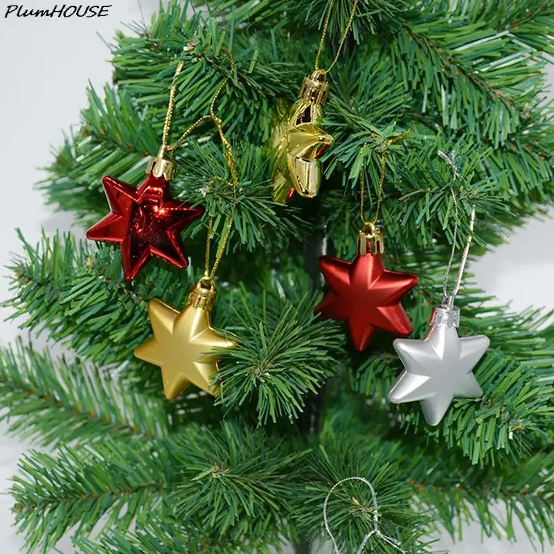 

12Pcs NEW Christmas Balls Xmas Tree Hanging Ornaments Ball Stars Gold Red Pendants Merry Christmas Party Decor