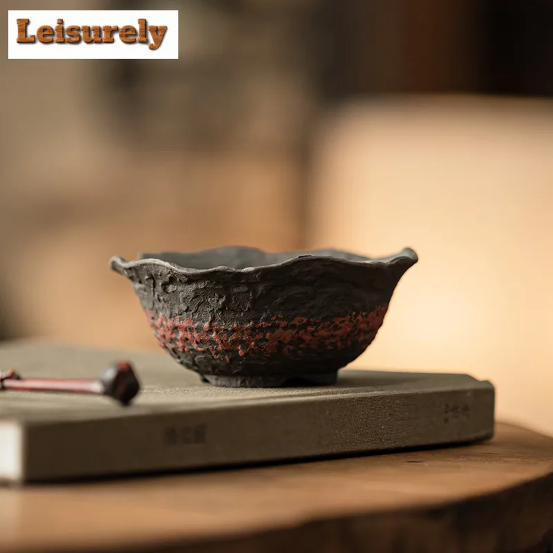 Old Rock Mud Coarse Pottery Teacup Retro Tea Bowl Jug Tea-tasting Meditation Cup Chazhan Master Cups Teaset Supplies Ornaments