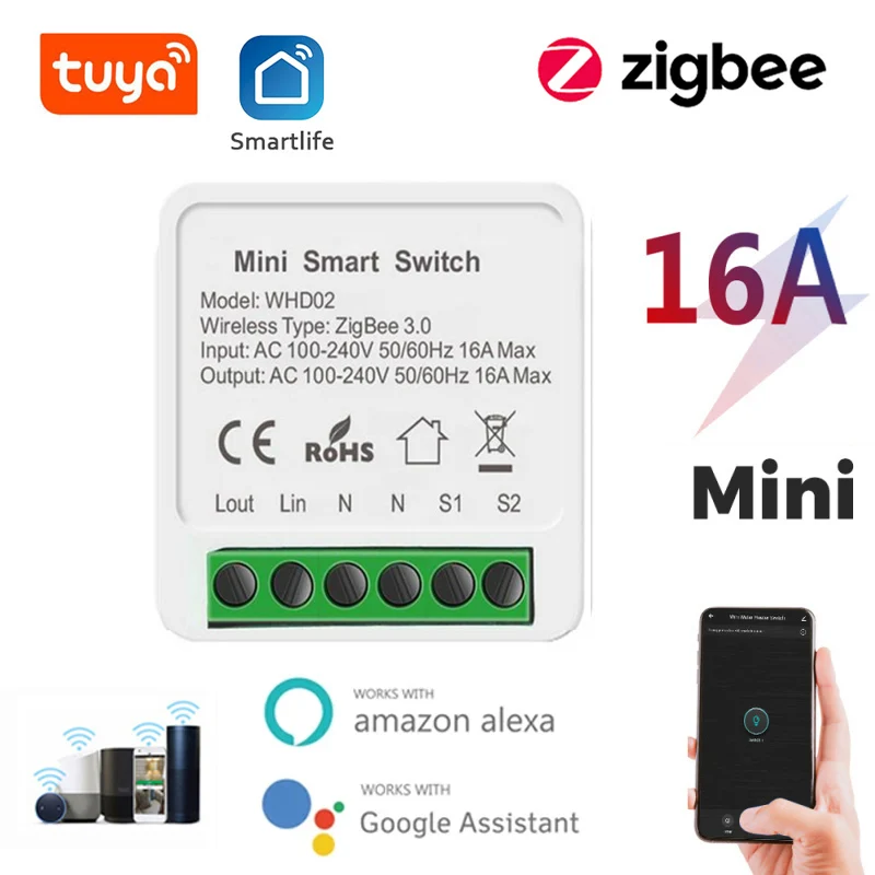 Tuya Smart Zigbee / WiFi Switch 16A 2-Way DIY Switches SmartLife App Works With Alexa Google Home Alice Voice Control Support |