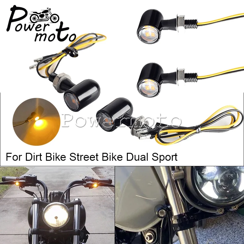 8Mm Moto Mini Bullet Retro Led Indicatore Di Direzione Luci Di Marcia Per Harley Chopper Cruisers Cafe Racer Dirt Bike
