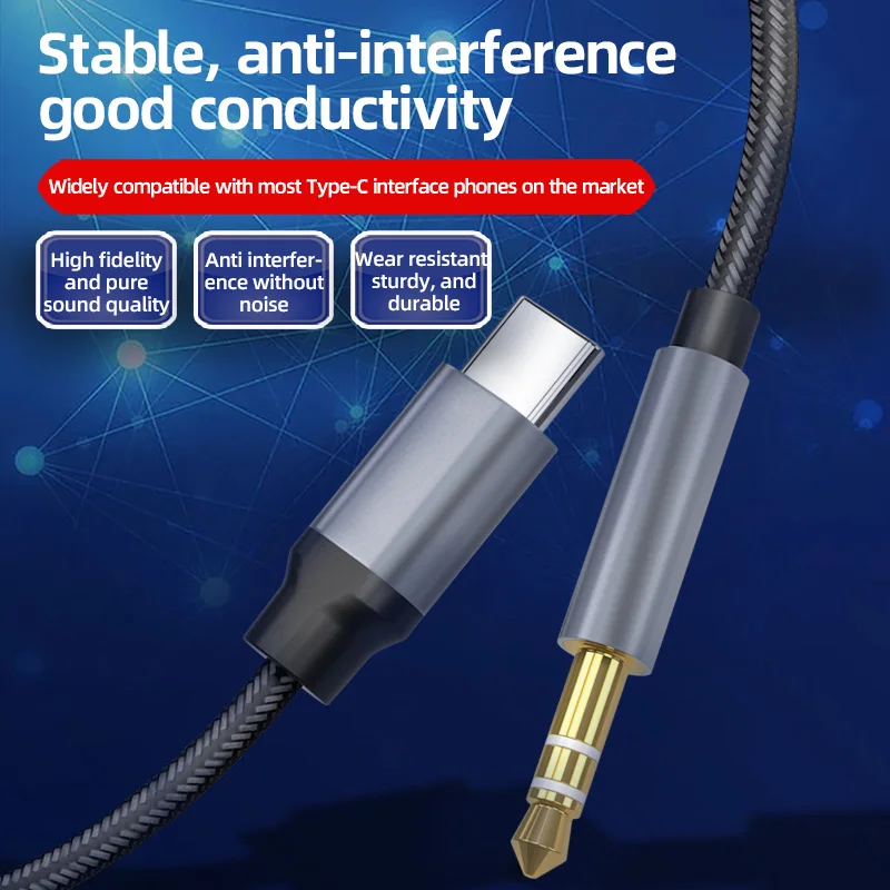USB Type C to 3.5mm Audio Aux Cable for Headphones, Cars, and Speakers