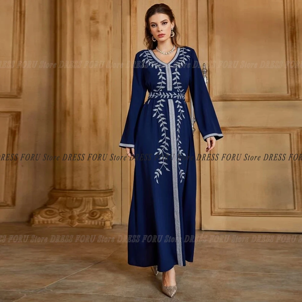 

Moroccan Evening Dress For Woman Ankle Length Embroidery Long Sleeves Applique Kaftan Formal Party Gown Vestido De Fiesta