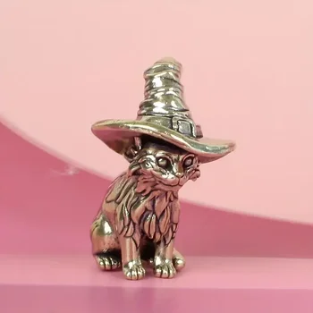 Statue de chat en laiton Vintage, Sculpture animale faite à la main, décoration de héros traditionnel pour décoration de scène de bureau et de maison, 1 pièce 1