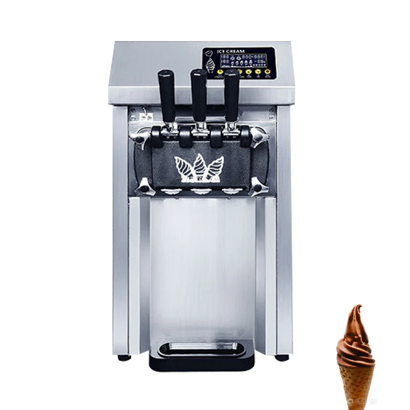 

Commercial Ice Cream Machine Three Flavors Ice Cream Makers Sweet Cones Benchtop Gelato Vending Freezing Machine