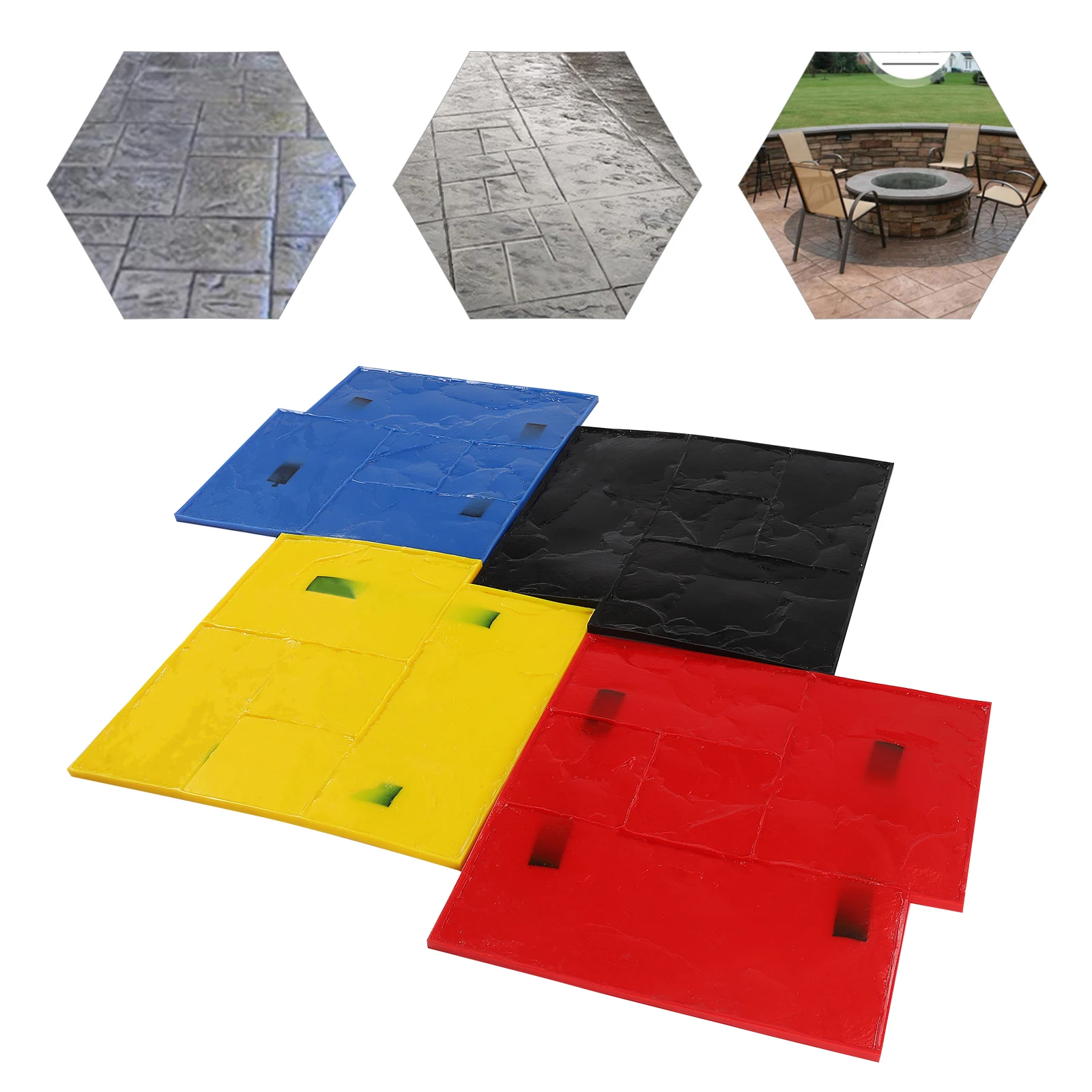 4 Pcs Concrete Texturing Skin Polyurethane Concrete Stamping Mats Set 24"x24" Texture Patterns Stamps For Walls Floors