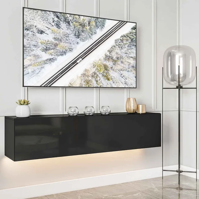 HOMMPA Soporte de TV LED para televisores de 65 pulgadas, centro de  entretenimiento LED moderno negro de 57 pulgadas con luces LED, consola de  TV
