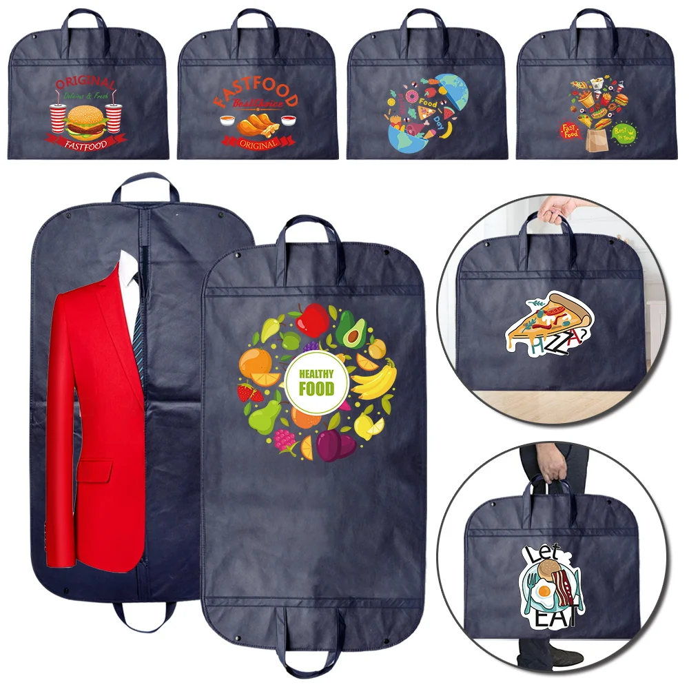 

Clothes Dust Cover Wedding Dress Cover Suit Coat Storage Bag Garment Bags Home Hanging Clothing Organizers 2Food Pattern Series
