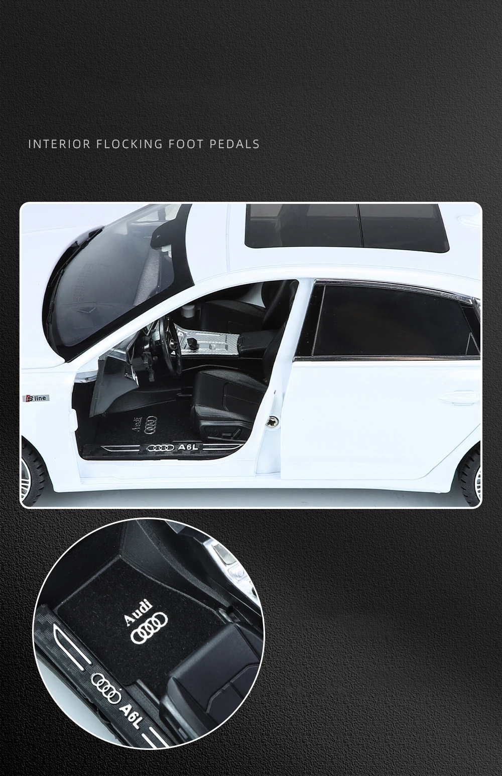 1:18 Audi A6 Limousine Alloy Die Cast Toy Car Model Sound And Light Pull Back Toy Collectibles