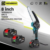 NEWBENY 8 Inch Brushless Cordless Oil Electric Chain Saw Handheld Rechargeable Woodworking Cutting Tool For Makita 18V Battery 1