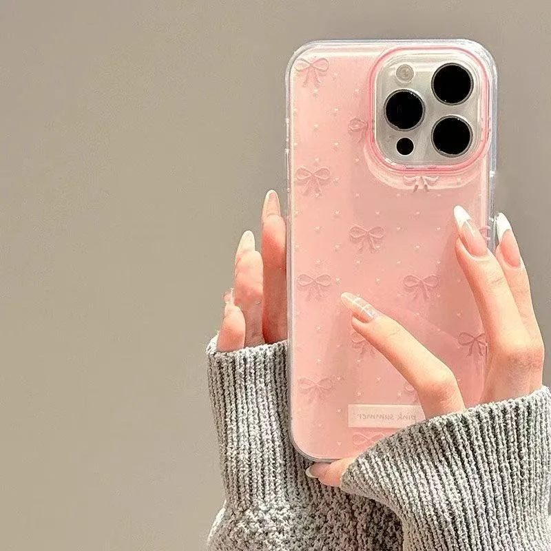 Charming Pink Bowknot Pattern Shockproof Soft Phone Case